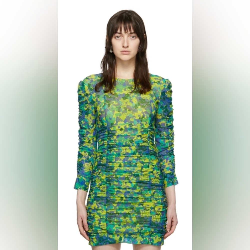 Ganni Nylon Mini Dress (green)